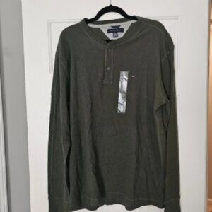 Tommy Hilfiger Olive Green Men's Long Sleeve Shirt Size XL